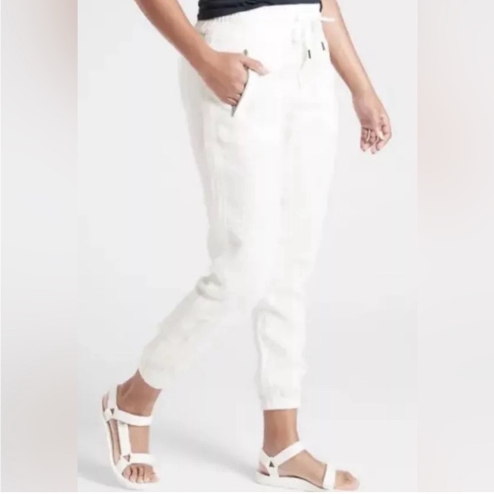 Athleta Linen Cabo White Jogger Pants, size 4